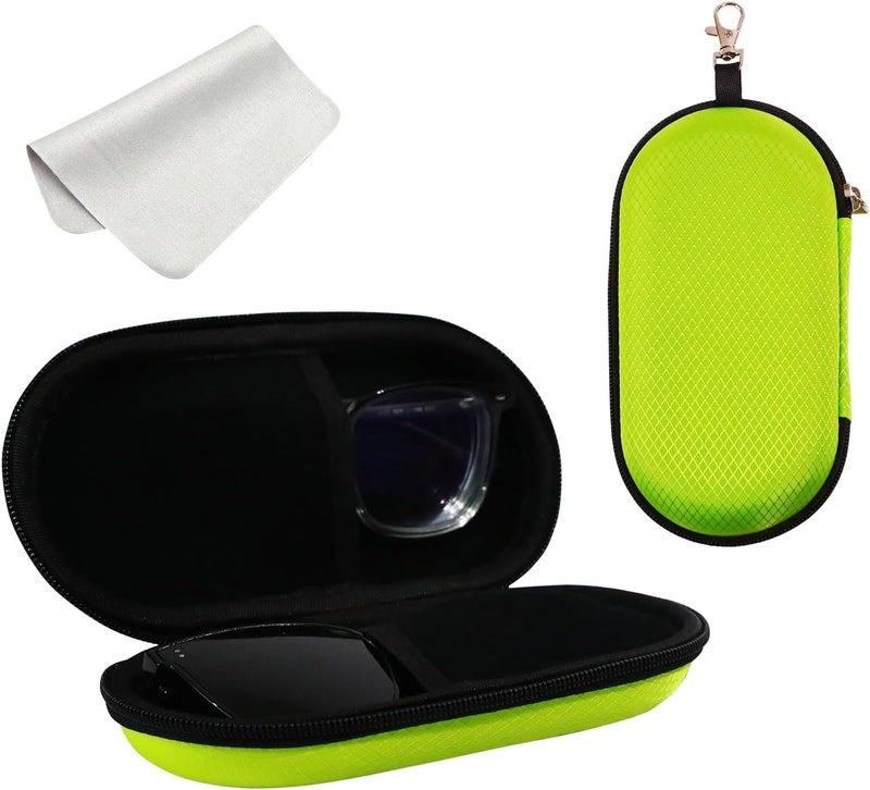 FlyingMage Store Double Eyeglasses Case, Hard Shell Dual Sunglasses Organizer with Zipper Clip Travel Glasses Storage for Women Men - Image 1